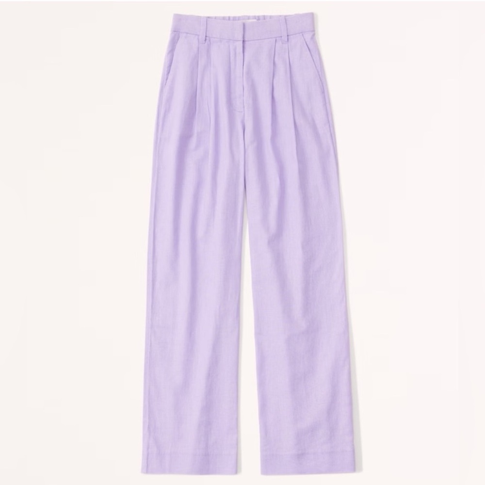 NWT Abercrombie Linen Blend Lavender Women's Wide Leg Pant